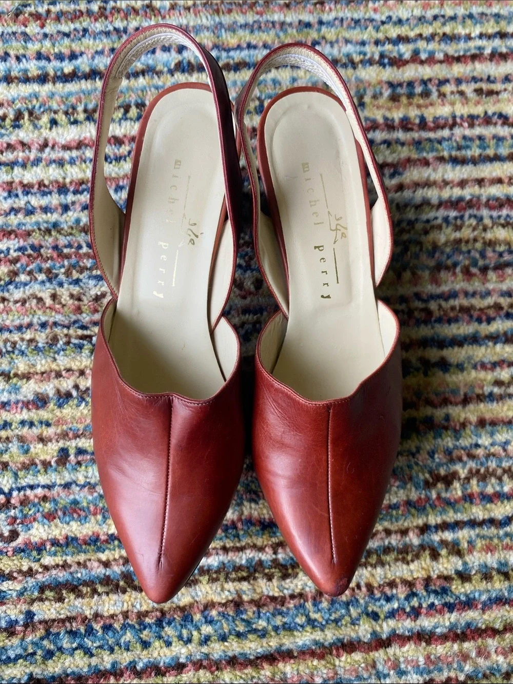 Women’s Leather Slingback Platform Heel in Rustic Red